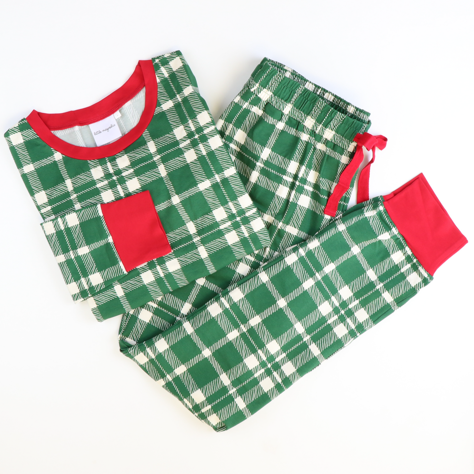 Women's Knit Pajama Set - Evergreen Plaid - Southern Smocked Co.