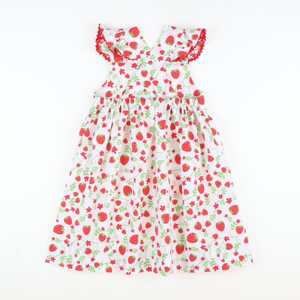 Strawberries Flutter Dress - Southern Smocked Co.