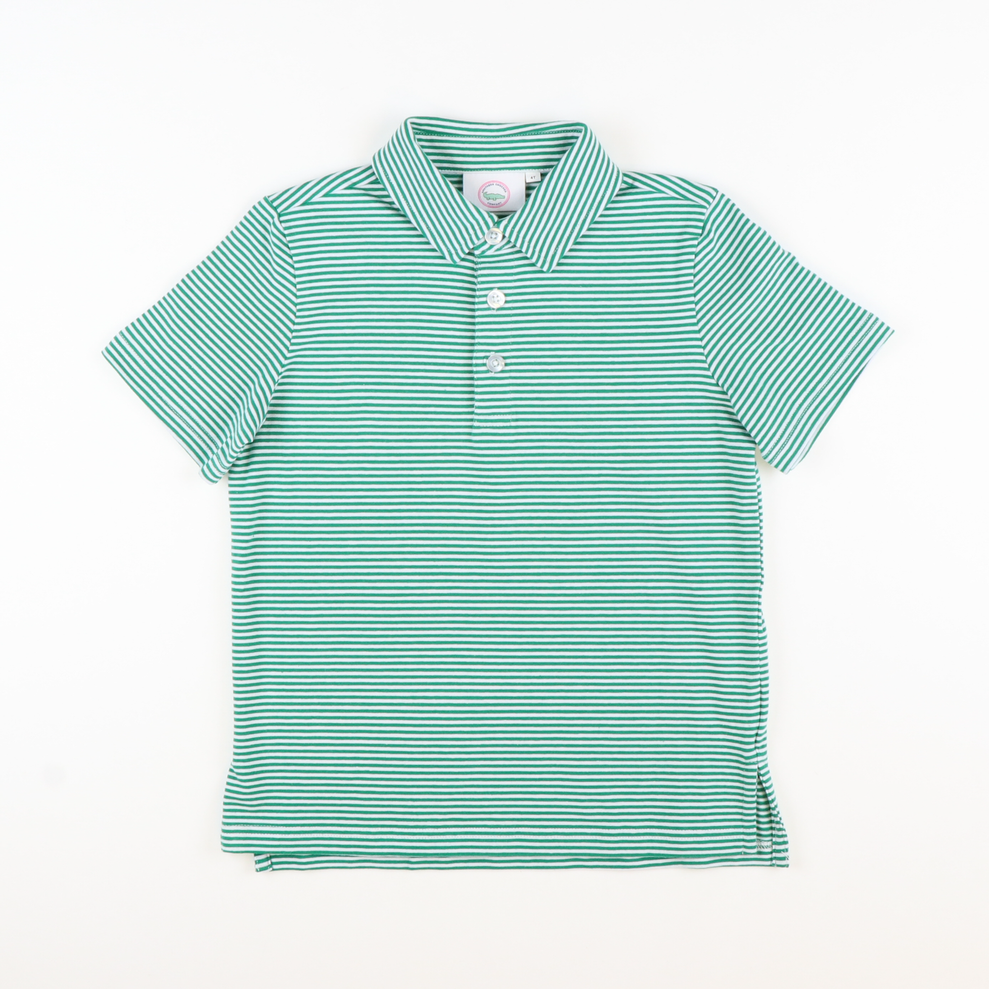 Boys Signature Knit Polo - Green Thin Stripe - Southern Smocked Co.